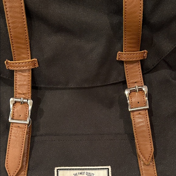 Herschel Supply Company Black Backpack with Tan Straps - Picture 3 of 7